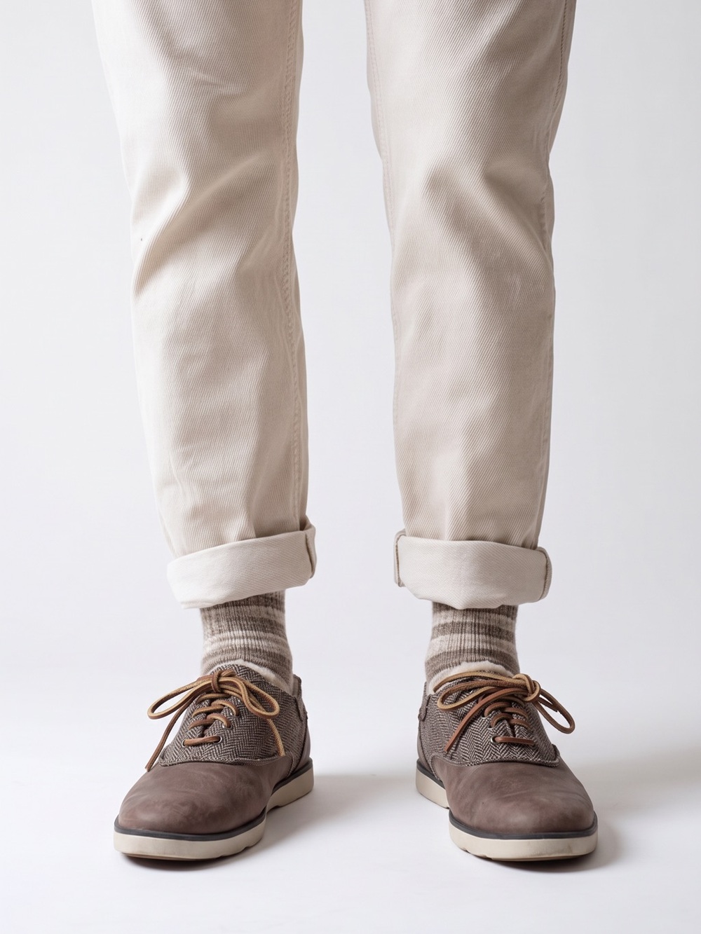 Sperry Top Sider Brown Herringbone Leather Boat Oxfords 8.5
